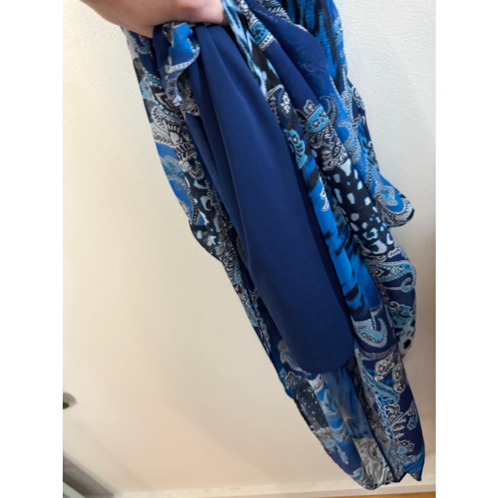 Women's Thalia Sodi Maxi Dress Size S Blue Gold Chain Halter - Picture 8 of 13